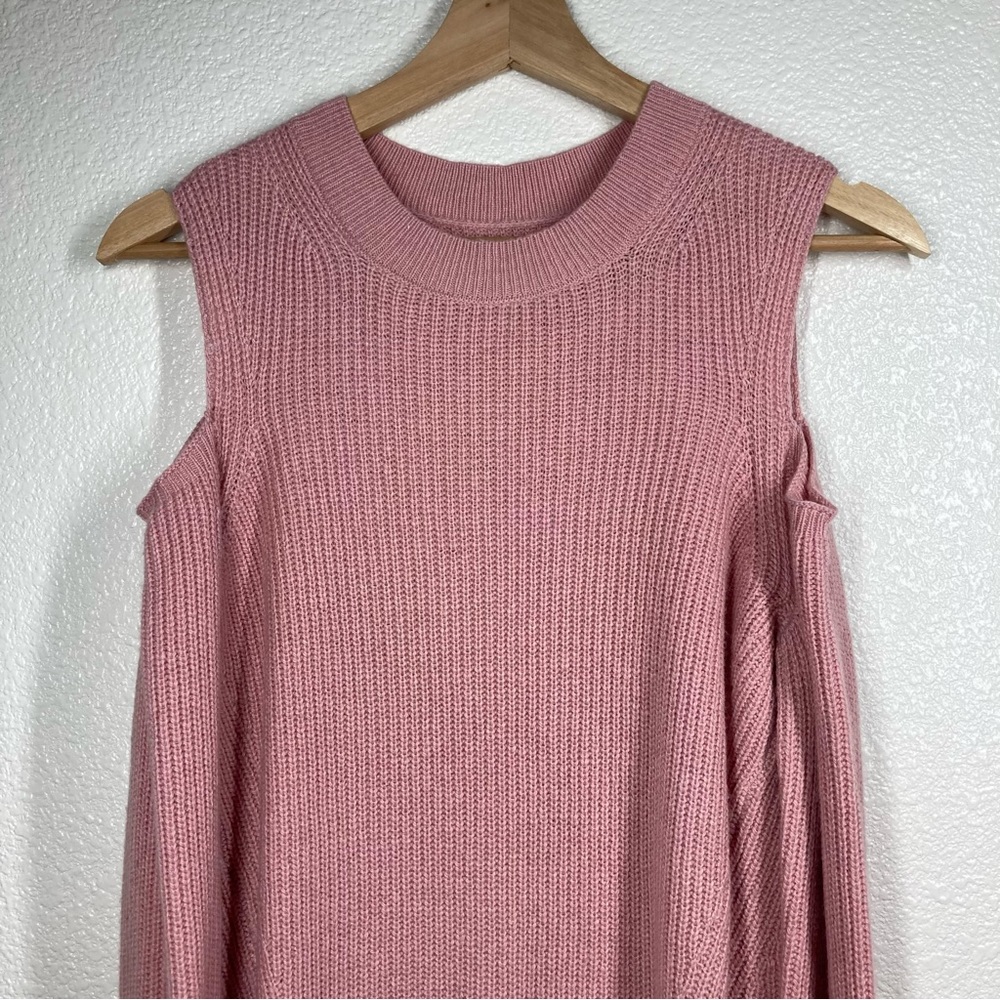 Lucky Brand Cold Shoulder Pullover Wool Sweater XS pink Boho - Picture 10 of 16